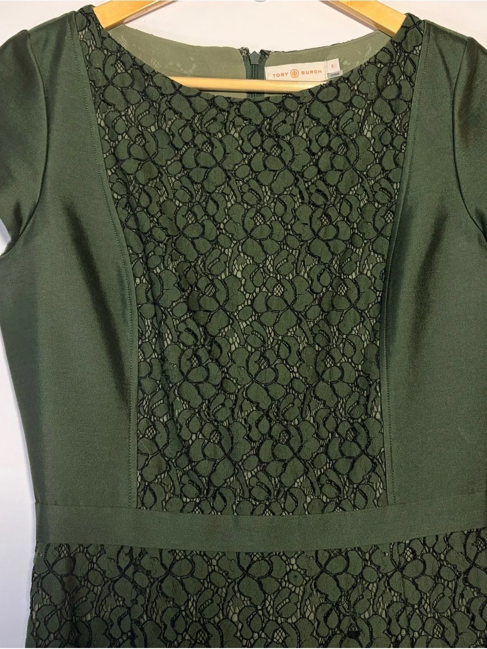 Tory Burch Mariana Lace Dress 6 Douglas Fir Green Old Money